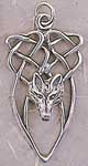 Celtic pendant jewelry from Knights Edge. The wild and free spirit of one of nature's most alluring creatures... the wolf, is coupled beautifully with the ornamentation of medieval Celtic knot-work in these unique sterling silver delights to stir the soul. 1-1/2
