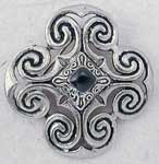 This beautiful Victorian brooch has been cast of gleaming lead free antiquated pewter. It is accented in black at its center with the ancient old technique of enameling. Perfectly sized at 1-1/2