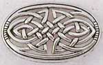 Celtic brooch - Celtic knot-work jewelry adorned many of the gowns of noble women from the middle ages through the Renaissance. This elegantly simple brooch is designed with a pair of entwined Celtic knots. Cast in polished antiqued pewter. 1-1/2