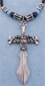 Our beaded dragon sword pendant is a perfect companion to all dragon lore lovers. The dragon pendant is  2-3/4