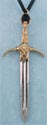 Dragon Skull Sword Pendant - Goldtone w/black jewel