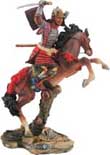 Samurai figurines - Early Samurai horsemen were very effective on the battlefield in front line defense in battle. Skilled in the use of swords, spears and archery these colorfully clad cavalrymen were unmatched in combat. Each great Samurai horsemen is finely detailed warrior, cast in resin and beautifully hand detailed in colorful vibrance. 9.5