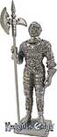 The french knight figures with halberd are crafted from lead free pewter. This knight figurine adds the perfect decorating touch to your castle decor! Each exquisitely detailed knight stands with weapon. The French  knight with halberd pewter figurine stands from 4-3/4