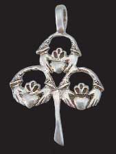 Oh, the luck of the Irish! ...what could be luckier than a sterling silver 3-leaf clover with ancient claddaugh symbol of love. The shamrock pendant is 1-5/8