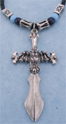 Our beaded dragon sword pendant is a perfect companion to all dragon lore lovers. The dragon pendant is  2-3/4