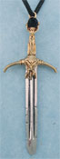 Dragon Skull Sword Pendant - Goldtone