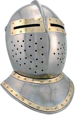 The great European bascinet helmet was the favored 