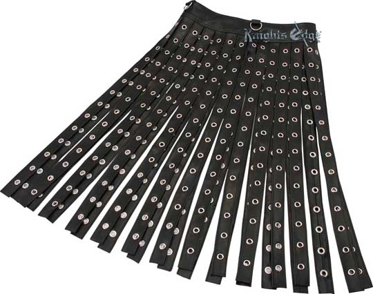 Gladiator and Roman Skirts - The perfect accompaniament to wear with a multitude of costume fashions spanning the timelines of ancient Roman through the Medieval Ages. It's also awesome clubwear! Quality made of supple black vinyl.
