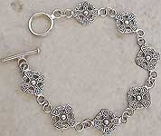 Sterling Silver Medieval Cross Toggle Bracelet