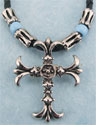 Our medieval cross pendant comes with beads and it is 1 and 5/8 inches high. The pendant comes with black cord.
