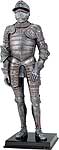 Display the style and artistry of medieval armour in your home or office with this exquisitely detailed 12-1/2 inches tall knight figure clad in Milanese Armor. The knight is expertly cast in resin with an antique pewter finish and hand detailed with striking gold accents.