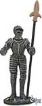 The medieval English pike warrior statue with pike is crafted from lead free pewter. This knight adds the perfect decorating touch to your castle decor! Each exquisitely detailed knight stands with weapon. The English  knight with halberd pewter figurine stands from 5-1/4" tall.