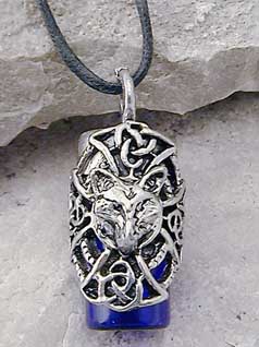 Celtic Wolf Spirit Bottle Pendant