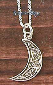 Celtic Jewelry - The moon and symbol of the heavens delicately decorated with celtic knotwork. The Celtic pendant is 5/8" high