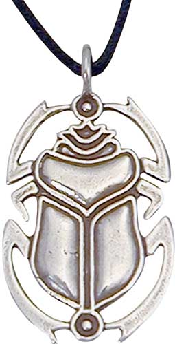 The most popular Egyptian scarab pendant / amulet for over 2000 years! Originating in Egypt, the scarab was a symbol of new life and resurrection. Cord not included. 1-3/8"H x 7/8"W.