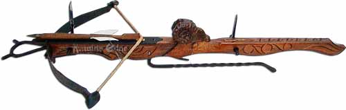 Itallian ancient crossbow. The power and fortitude of the mighty Ram, a beast of the wild that faces its opponent in a relentless stand of strength is depicted on this unique crossbow.