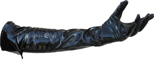 Gothic gloves - These gothic long black vinyl cuffed gloves can be worn with cuff up to extend length.
